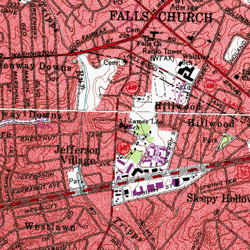 Topographic Map of James Lee School, VA