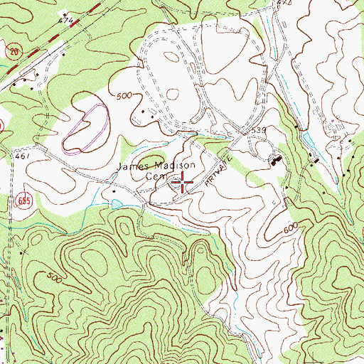 Topographic Map of James Madison Cemetery, VA