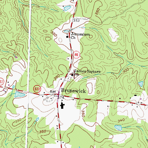 Topographic Map of James Square Church, VA