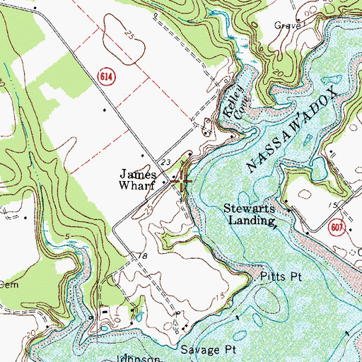 Topographic Map of James Wharf, VA