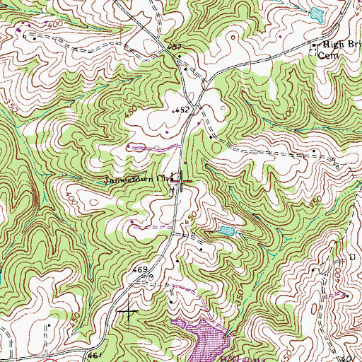 Topographic Map of Jamestown Church, VA