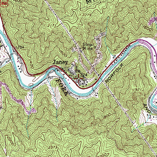 Topographic Map of Janey, VA