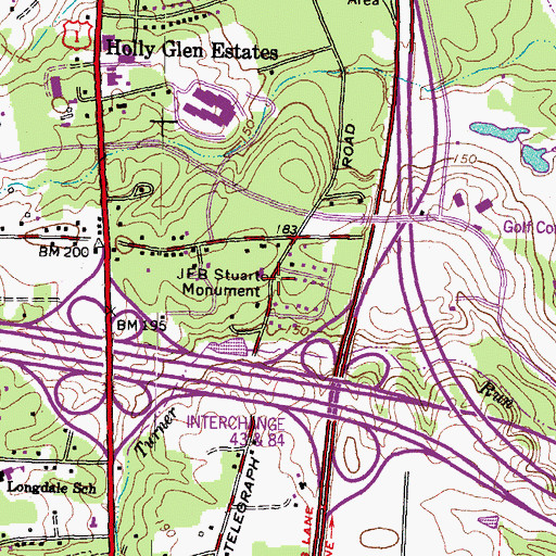 Topographic Map of Jeb Stuart Monument, VA