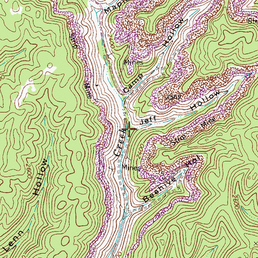 Topographic Map of Jeff Hollow, VA