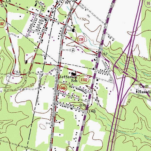 Topographic Map of Jefferson Elementary School, VA