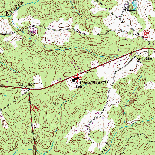 Topographic Map of J Murray Jeffress Elementary School, VA
