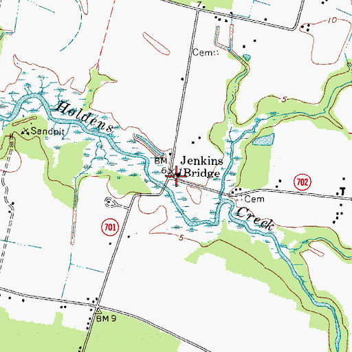 Topographic Map of Jenkins Bridge, VA