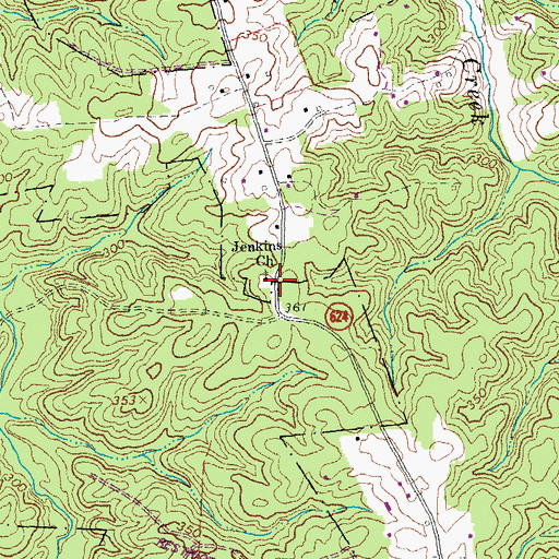 Topographic Map of Jenkins Church, VA