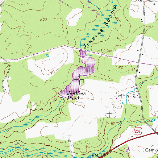 Topographic Map of Jenkins Pond, VA