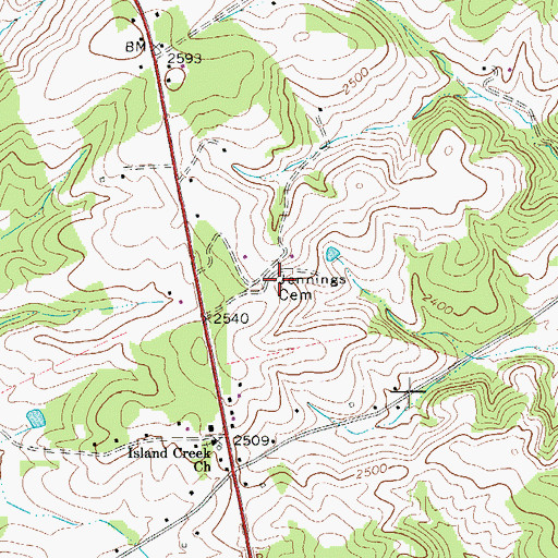 Topographic Map of Jennings Cemetery, VA
