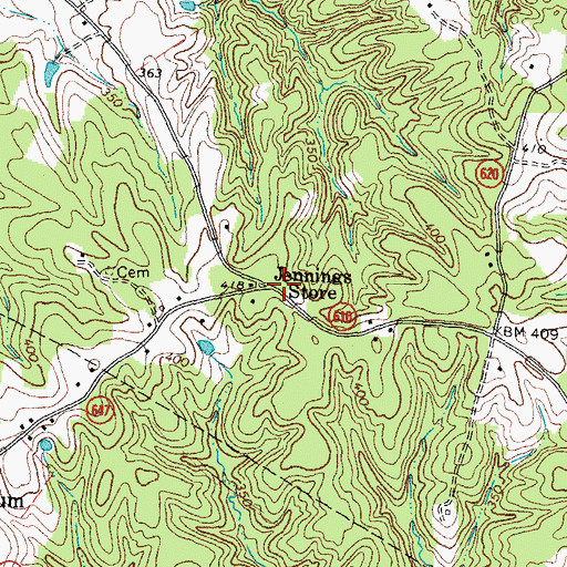 Topographic Map of Jennings Store, VA