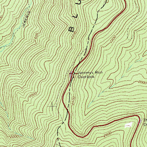 Topographic Map of Jeremys Run Overlook, VA