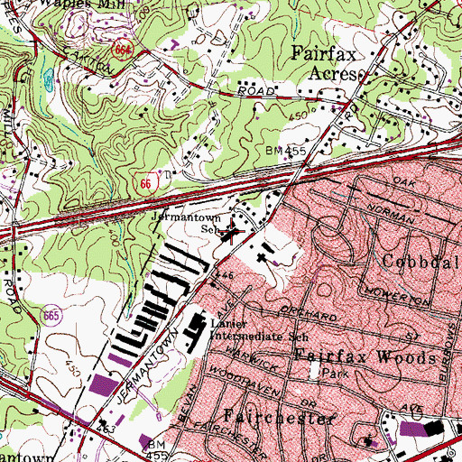 Topographic Map of Jermantown School (historical), VA