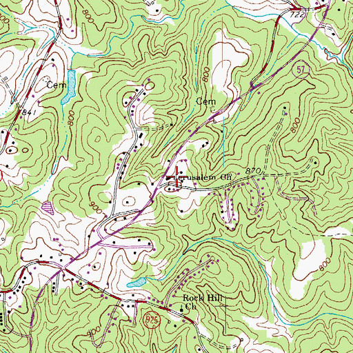 Topographic Map of Jerusalem Church, VA