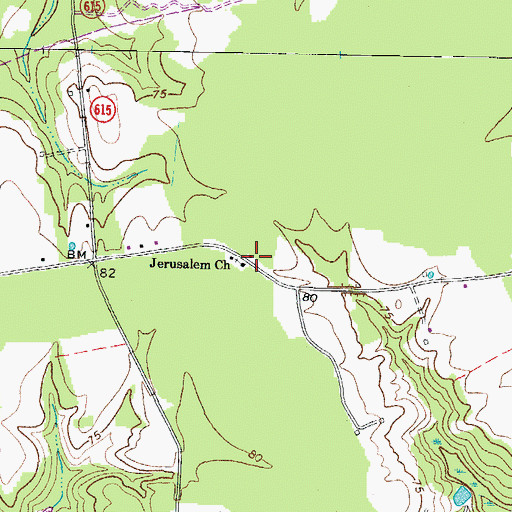 Topographic Map of Jerusalem Church, VA