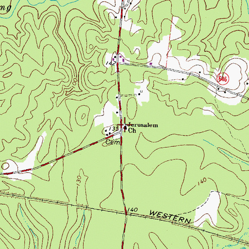 Topographic Map of Jerusalem Church, VA