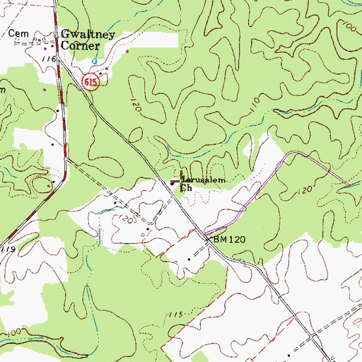 Topographic Map of Jerusalem Church, VA