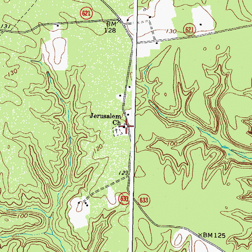 Topographic Map of Jerusalem Christian Church, VA