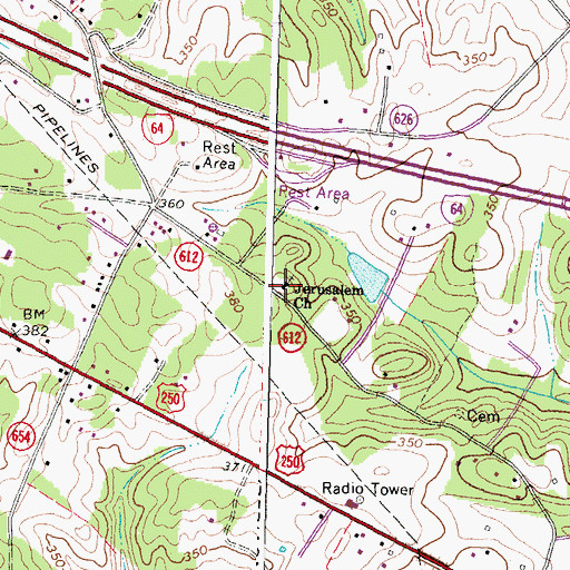 Topographic Map of Jerusalem Church, VA
