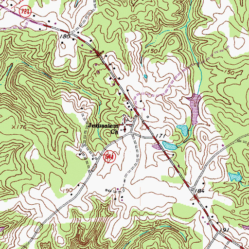 Topographic Map of Jerusalem Church, VA