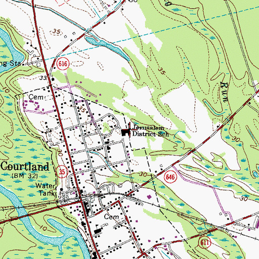 Topographic Map of Courtland Elementary School, VA
