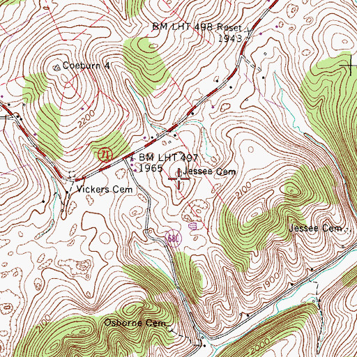 Topographic Map of Jessee Cemetery, VA