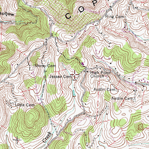 Topographic Map of Jessee Cemetery, VA