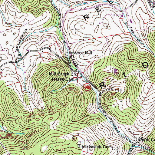 Topographic Map of Jessee Cemetery, VA