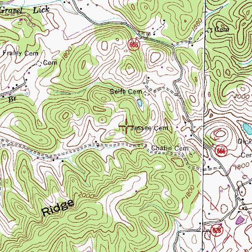 Topographic Map of Jessee Cemetery, VA