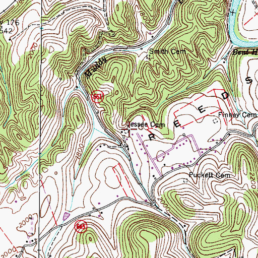 Topographic Map of Jessee Cemetery, VA