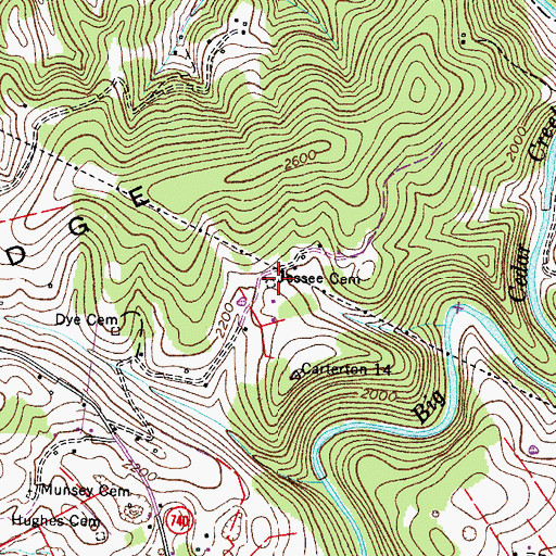 Topographic Map of Jessee Cemetery, VA