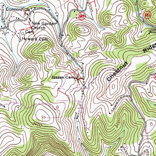 Topographic Map of Jessee Cemetery, VA