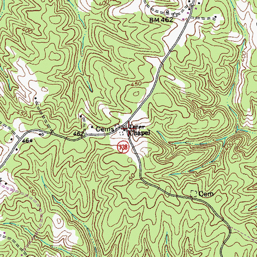 Topographic Map of Jeter Chapel, VA