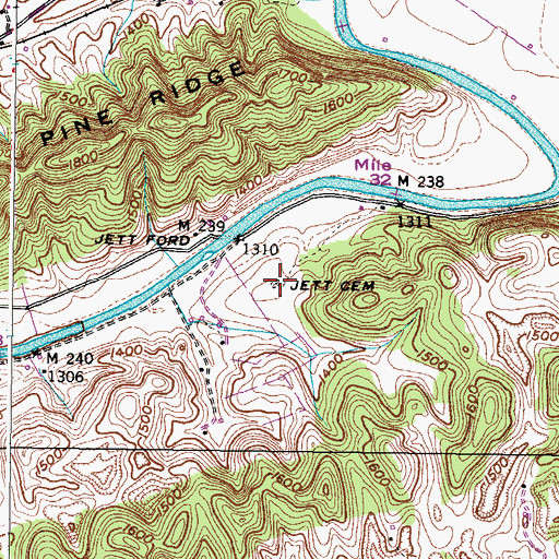 Topographic Map of Jett Cemetery, VA