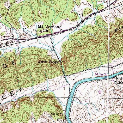 Topographic Map of Jett Gap, VA