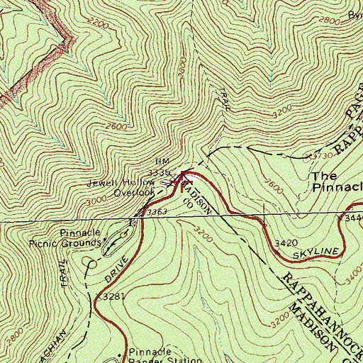 Topographic Map of Jewell Hollow Overlook, VA