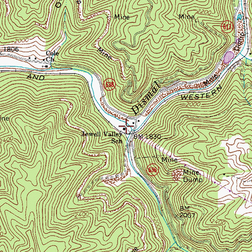 Topographic Map of Jewell Valley School, VA