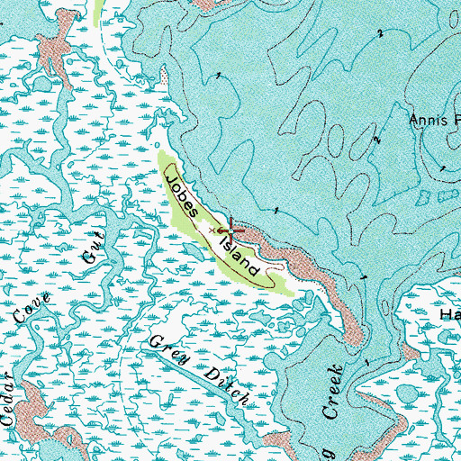 Topographic Map of Jobes Island, VA