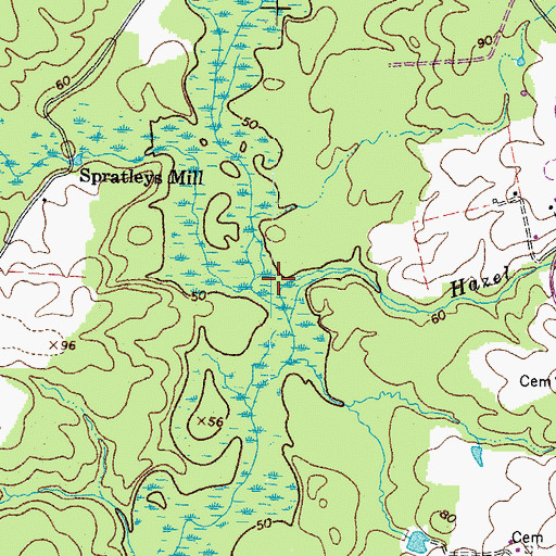 Topographic Map of Johnchecohunk Swamp, VA