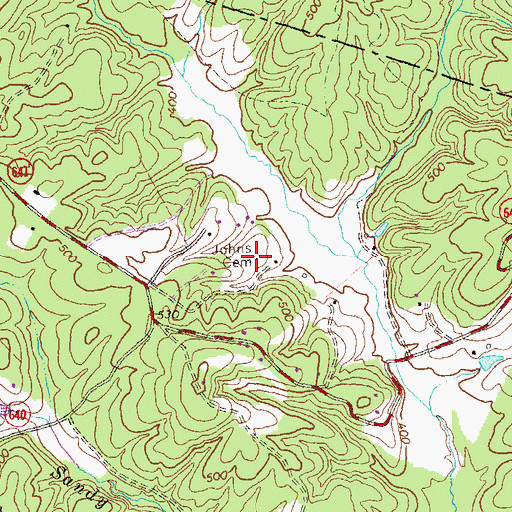 Topographic Map of Johns Cemetery, VA