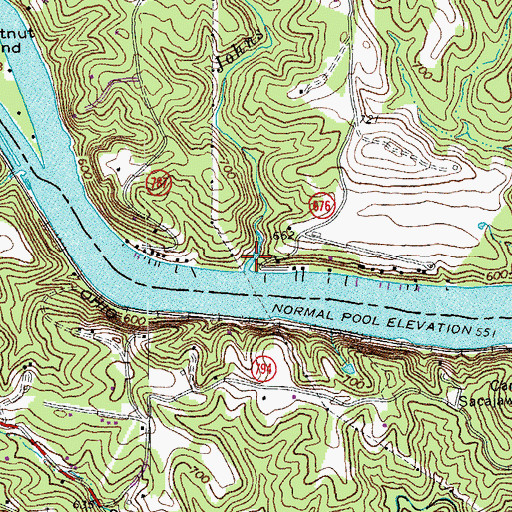 Topographic Map of Johns Creek, VA