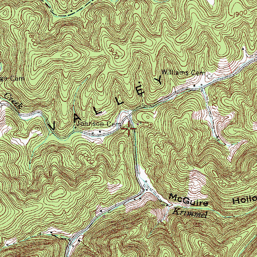 Topographic Map of Johnson Cemetery, VA