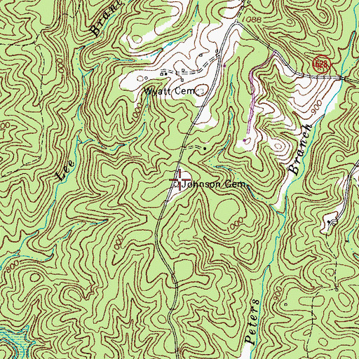 Topographic Map of Johnson Cemetery, VA