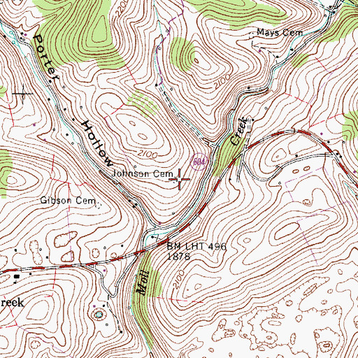 Topographic Map of Johnson Cemetery, VA