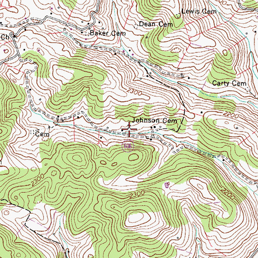 Topographic Map of Johnson Cemetery, VA