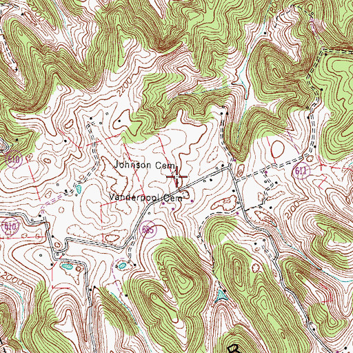 Topographic Map of Johnson Cemetery, VA