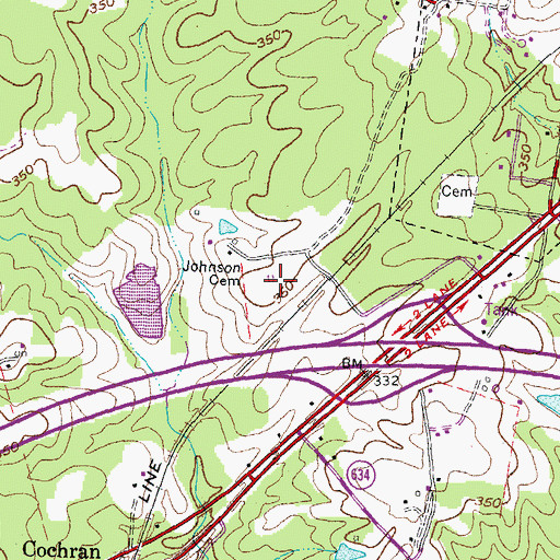 Topographic Map of Johnson Cemetery, VA