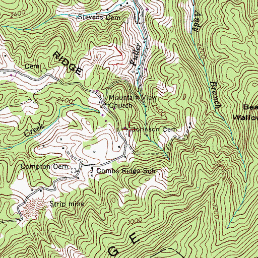 Topographic Map of Johnson Cemetery, VA