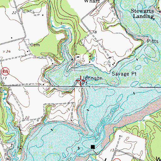 Topographic Map of Johnson Point, VA