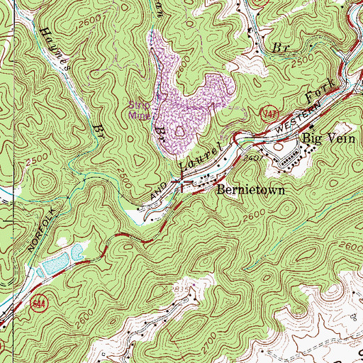 Topographic Map of Jonathan Branch, VA